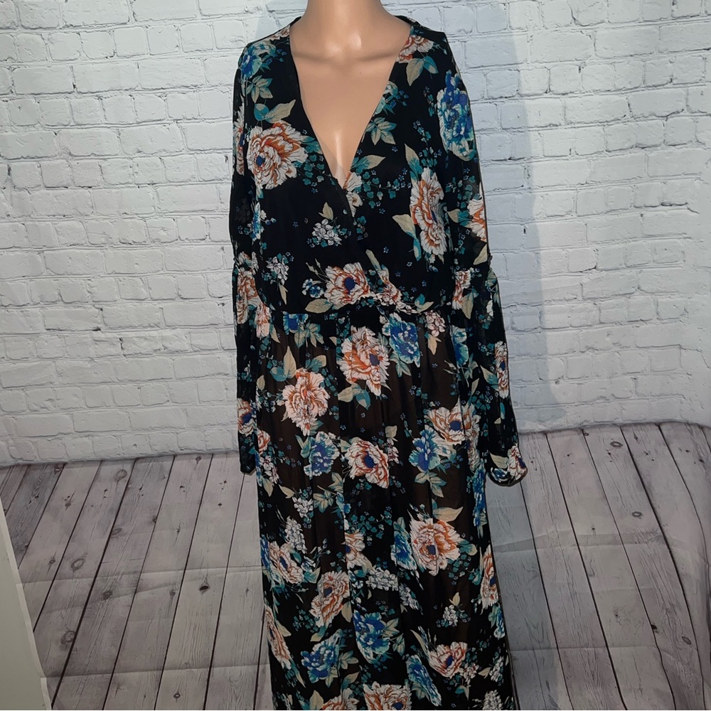 As U Wish Multicolor long long sleeve flower dress size L